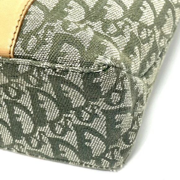 DIOR Trotter Logo DHardware Hand Bag Tote Bag Canvas/Leather Green - Picture 4 of 12